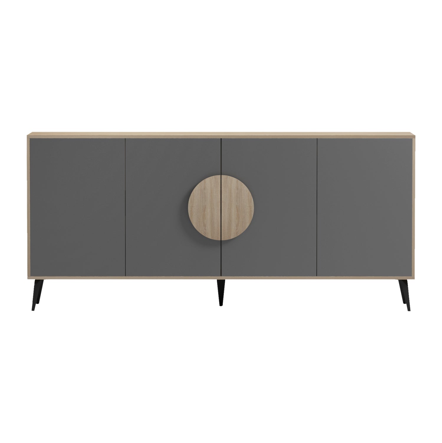 SIDEBOARD SAVORE HM18368.13 MELAMINE IN SONAMA/GREY--BLACK METAL LEGS 180x35.5x82Hcm.