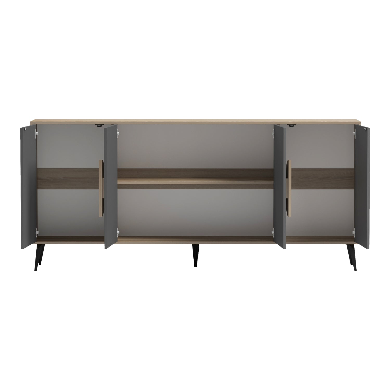 SIDEBOARD SAVORE HM18368.13 MELAMINE IN SONAMA/GREY--BLACK METAL LEGS 180x35.5x82Hcm.