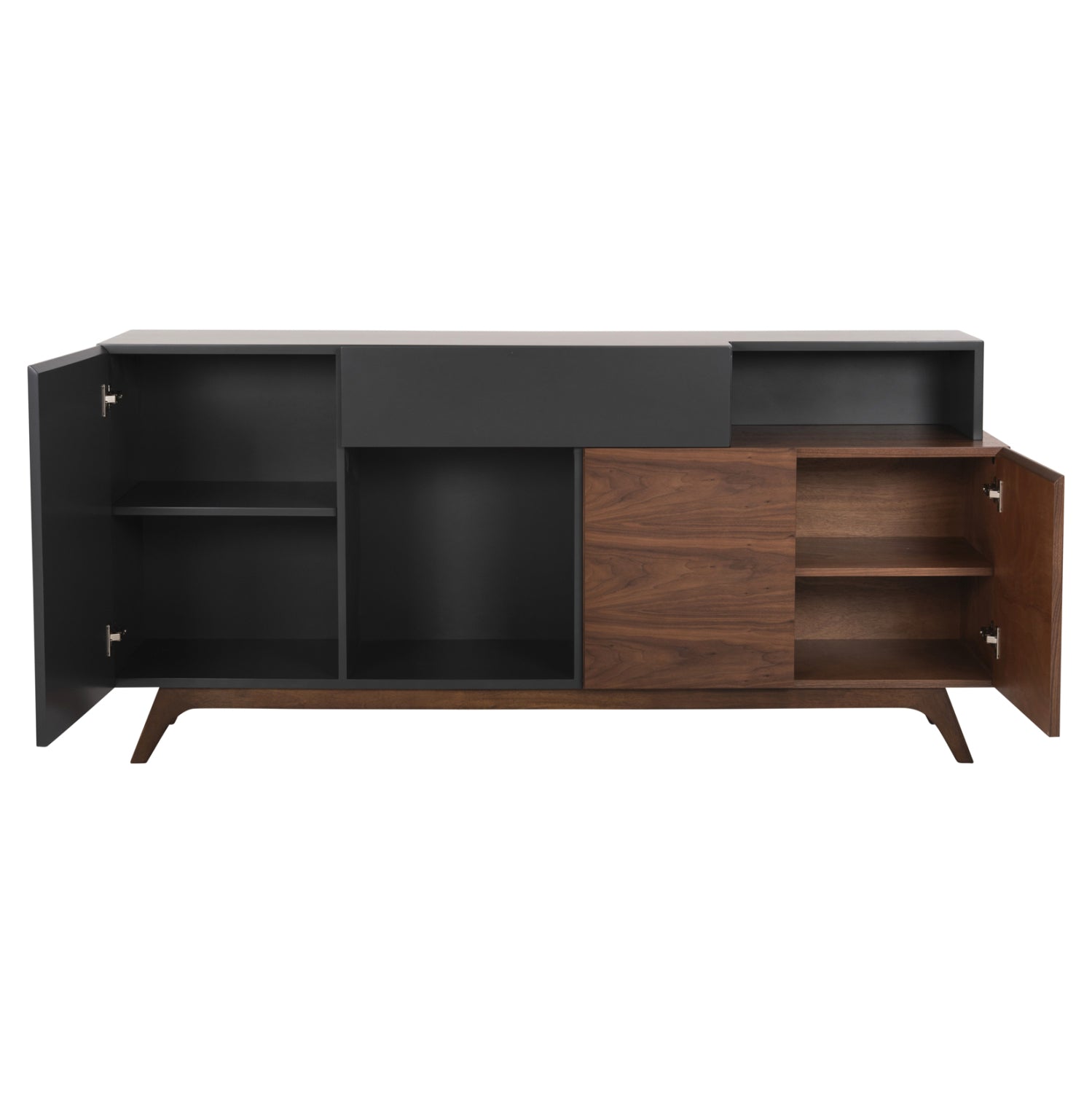 BUFFET PREDA HM9747 MDF WITH WALNUT & DARK GREY VENEER COLOR 167x28-40x80Hcm.