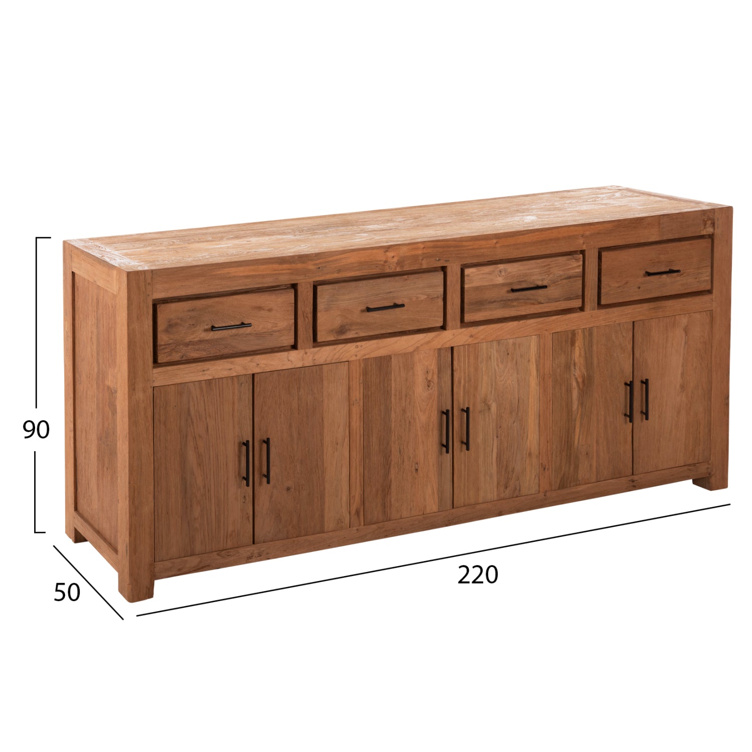 BUFFET GRAYSON HM9802 RECYCLED TEAK WOOD IN NATURAL 220x50x90Hcm.