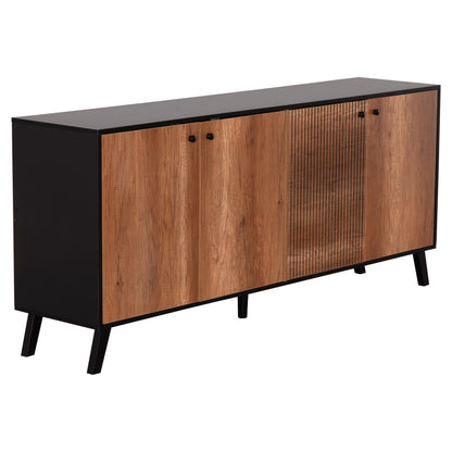 BUFFET KRUDEN HM9446.11 MELAMINE IN BLACK-NATURAL 180x40x78.6Hcm.
