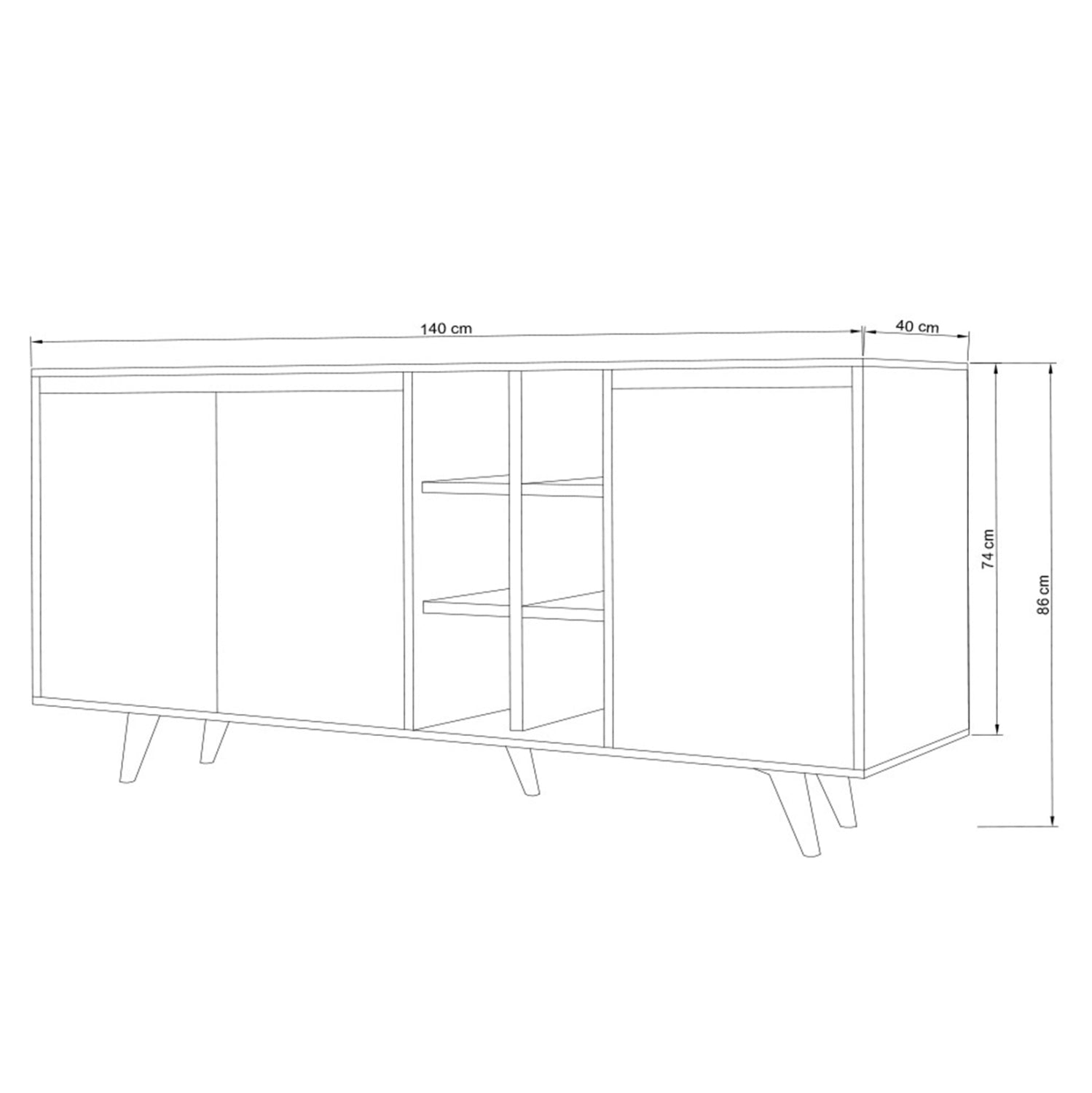 BUFFET BRIAR MELAMINE WALNUT AND WHITE COLOR 140x40x86Hcm.HM9432.02
