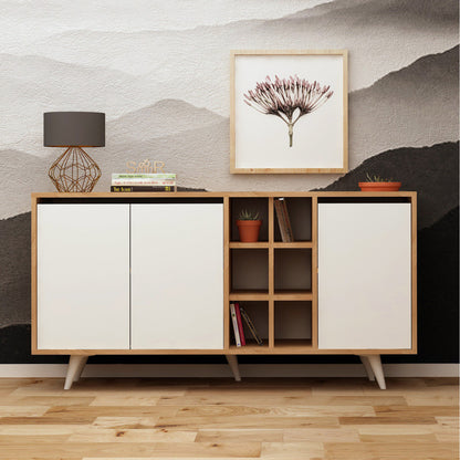 BUFFET BRIAR MELAMINE WALNUT AND WHITE COLOR 140x40x86Hcm.HM9432.02