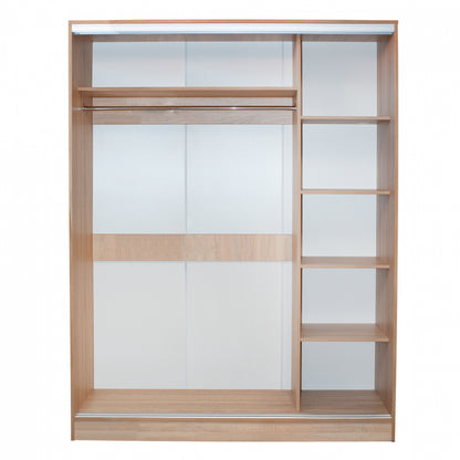 WARDROBE 180X60X210 SLIDING DOORS WITH MIRROR SONAMA OAK HM2437