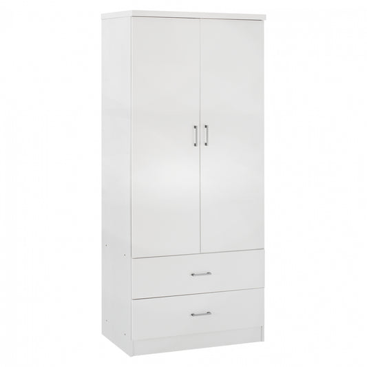 WARDROBE 2 DOORS WITH 2 DRAWERS HM338.05 WHITE 80Χ42,5Χ180,5Υ cm.
