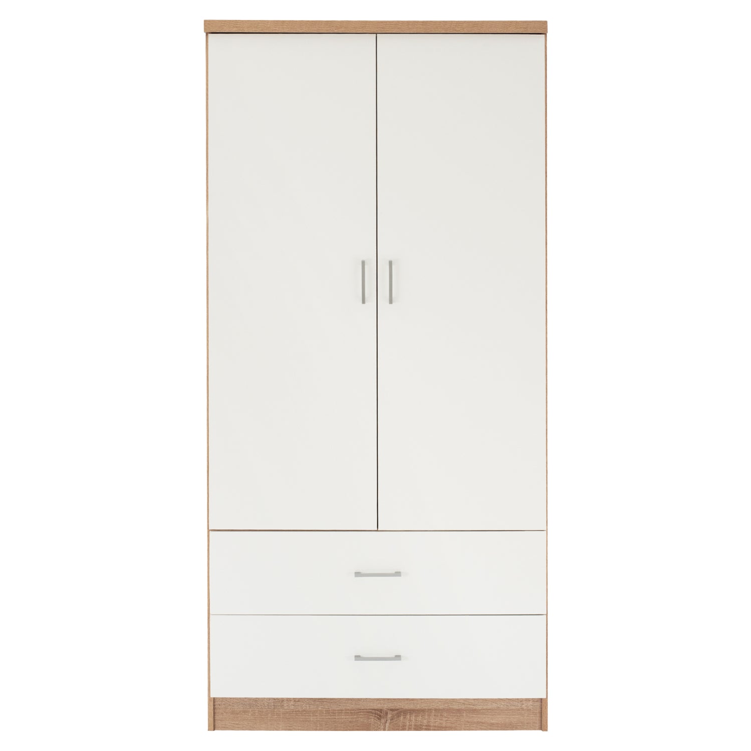 WARDROBE 2 DOORS WITH 2 DRAWERS HM338.06 SONAMA-WHITE 80Χ42,5Χ180,5Υ cm.