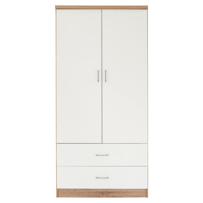 WARDROBE 2 DOORS WITH 2 DRAWERS HM338.06 SONAMA-WHITE 80Χ42,5Χ180,5Υ cm.