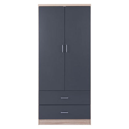 Wardrobe 2 Door with 2 drawers Sonama-Grey 80x42x180cm