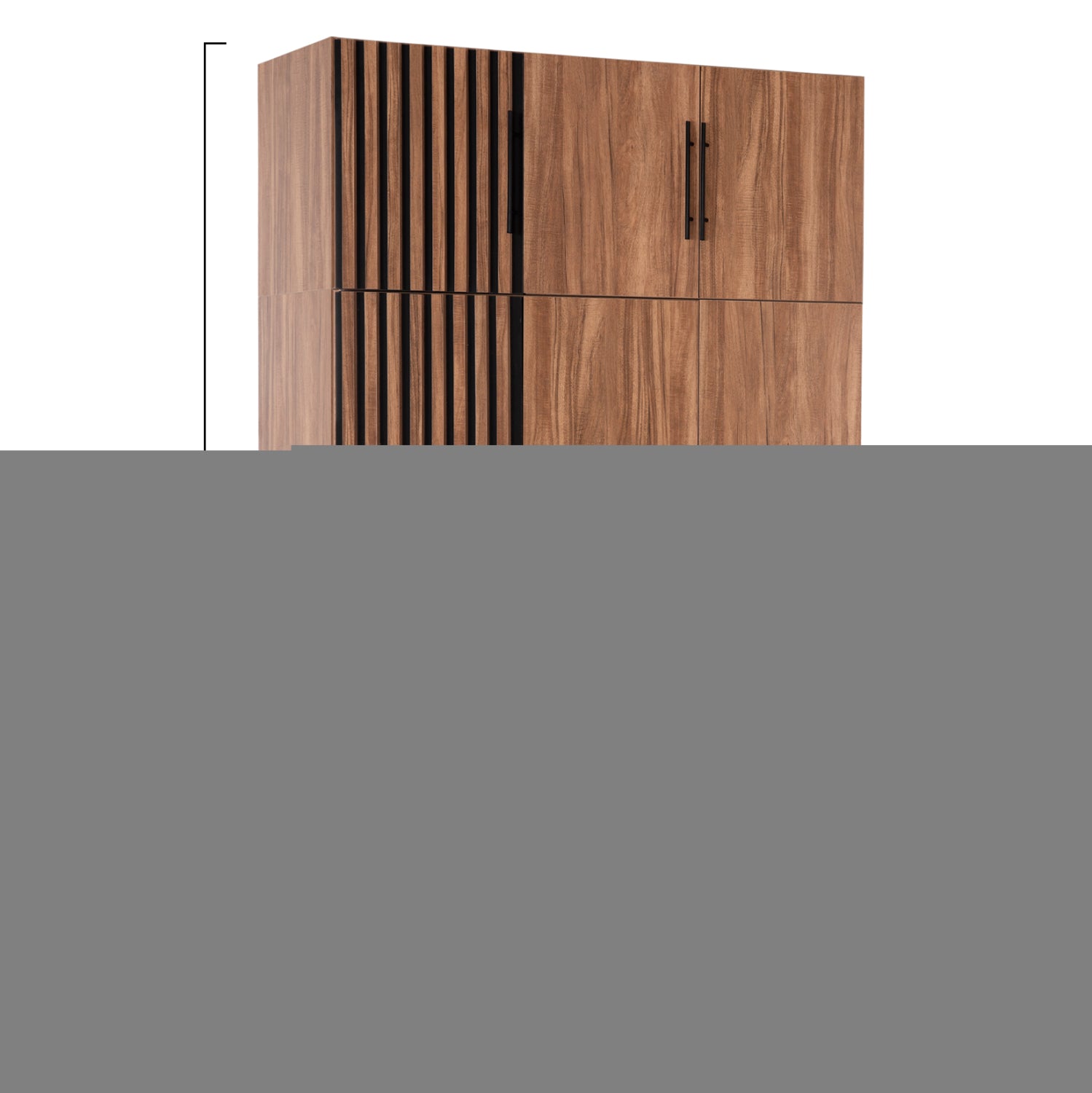 WARDROBE 3-LEAF WITH LOFT HARRY HM10911.01 MELAMINE IN NATURAL WOOD & BLACK 150x55.5x240Hcm