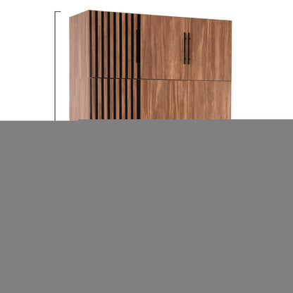 WARDROBE 3-LEAF WITH LOFT HARRY HM10911.01 MELAMINE IN NATURAL WOOD & BLACK 150x55.5x240Hcm