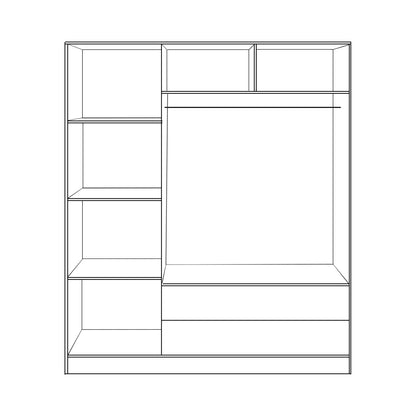 Wardrobe 3 Doors Carly HM384.04 with 2 drawers Sonama-Grey 150x55x180cm