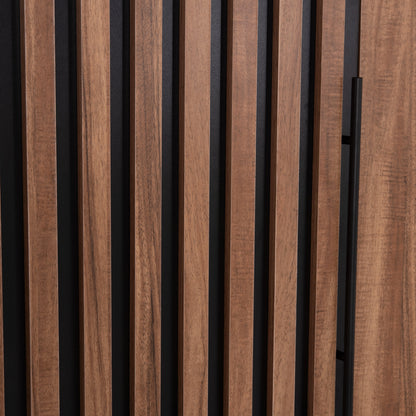 WARDROBE 3-LEAF WITH 2 DRAWERS HARRY HM18390.01 MELAMINE IN NATURAL WOOD & BLACK 150x55x180Hcm