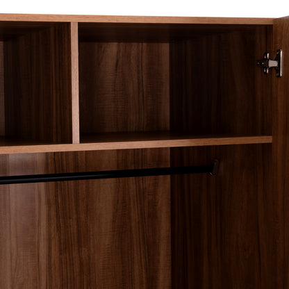 WARDROBE 3-LEAF WITH 2 DRAWERS HARRY HM18390.01 MELAMINE IN NATURAL WOOD & BLACK 150x55x180Hcm