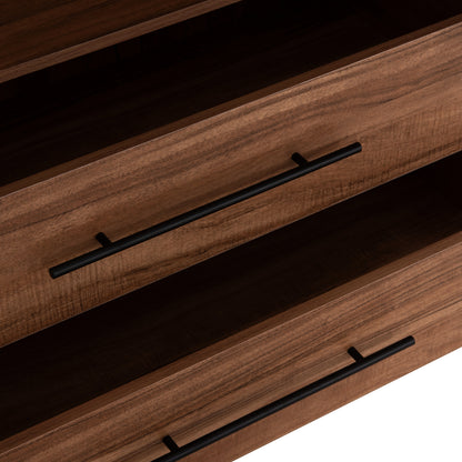 WARDROBE 3-LEAF WITH 2 DRAWERS HARRY HM18390.01 MELAMINE IN NATURAL WOOD & BLACK 150x55x180Hcm