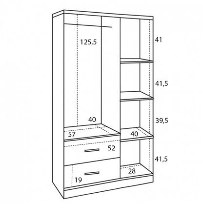 Wardorbe 3 Door with 2 drawers HM340.01 Zebrano 89x42,5x181