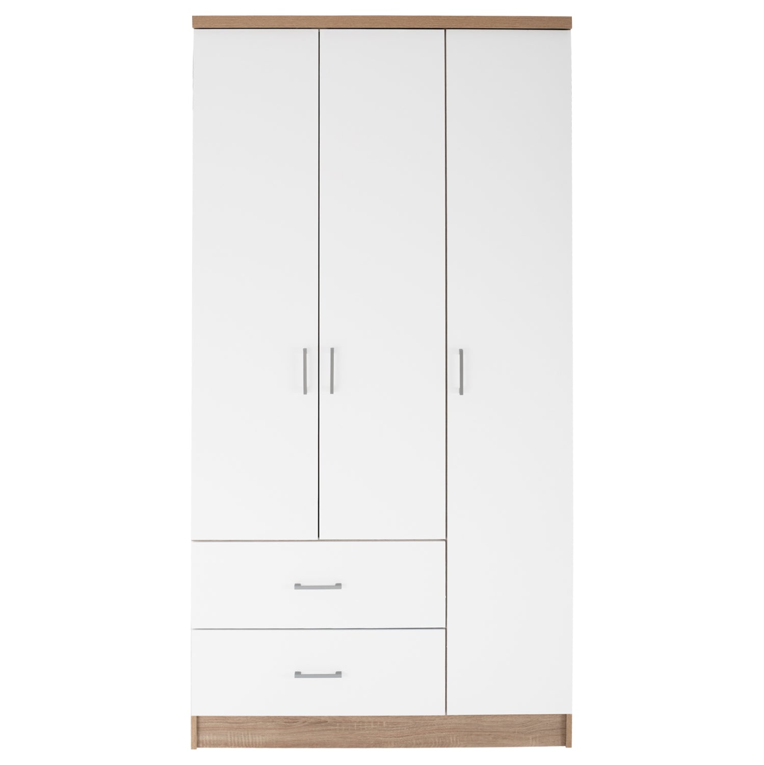 WARDROBE WITH 3 DOORS AND 2 DRAWERS HM340.06 SONAMA-WHITE 89x42,5x181 cm.