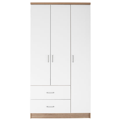 WARDROBE WITH 3 DOORS AND 2 DRAWERS HM340.06 SONAMA-WHITE 89x42,5x181 cm.