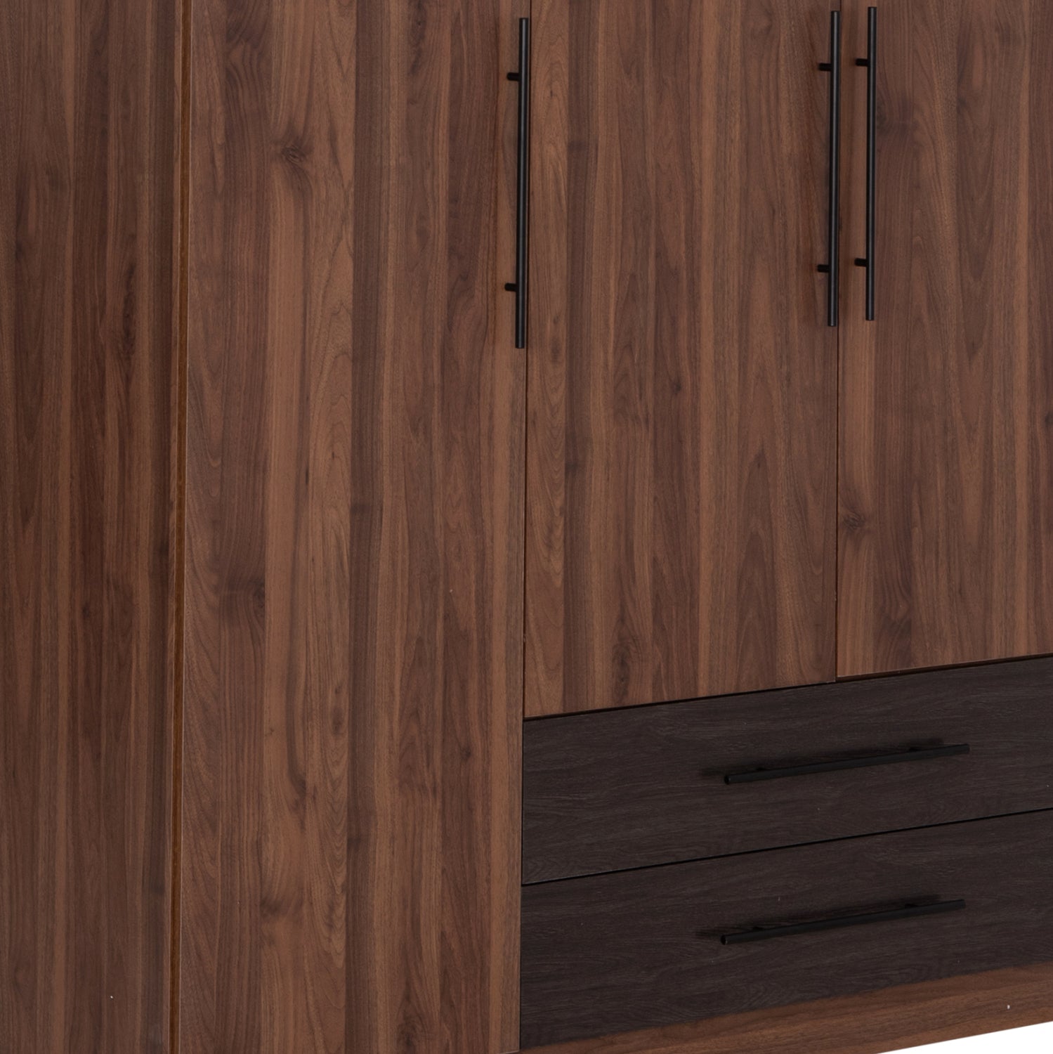 WARDROBE 3-LEAF WITH 2 DRAWERS CARYS HM746.11 MELAMINE IN WALNUT/ZEBRANO 150x55.5x180Hcm