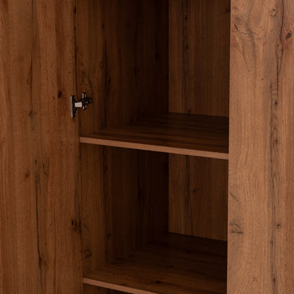 WARDROBE 3-LEAF WITH 2 DRAWERS CARYS HM746.12 MELAMINE IN NATURAL/GREY 150x55.5x160Hcm
