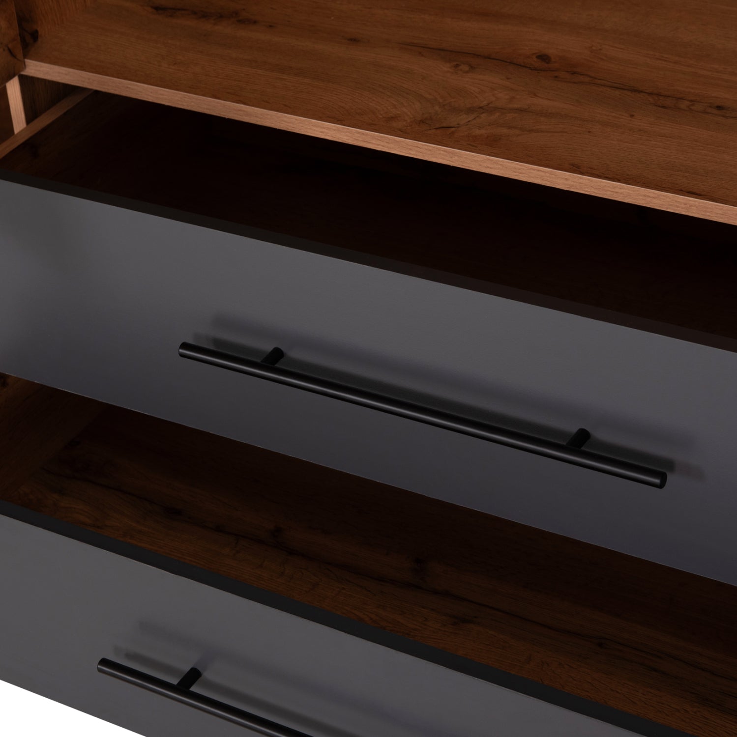 WARDROBE 3-LEAF WITH 2 DRAWERS CARYS HM746.12 MELAMINE IN NATURAL/GREY 150x55.5x160Hcm
