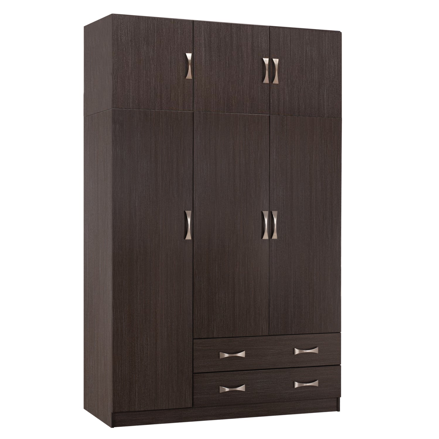 WARDROBE 3-LEAF WITH LOFT CARLY HM10891.01 MELAMINE IN ZEBRANO 150x55x240Hcm
