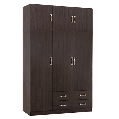WARDROBE 3-LEAF WITH LOFT CARLY HM10891.01 MELAMINE IN ZEBRANO 150x55x240Hcm