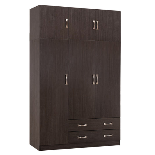 WARDROBE 3-LEAF WITH LOFT CARLY HM10891.01 MELAMINE IN ZEBRANO 150x55x240Hcm