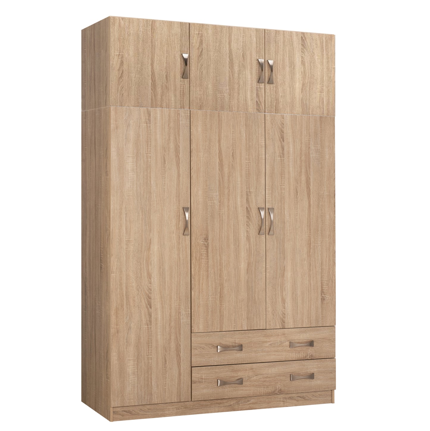 WARDROBE 3-LEAF WITH LOFT CARLY HM10891.02 MELAMINE IN SONAMA 150x55x240Hcm