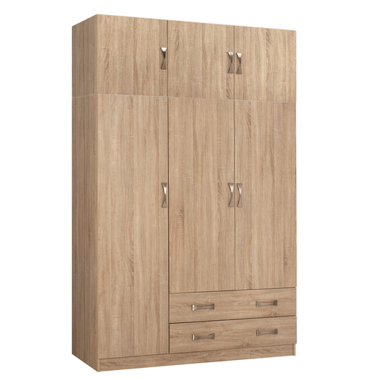 WARDROBE 3-LEAF WITH LOFT CARLY HM10891.02 MELAMINE IN SONAMA 150x55x240Hcm