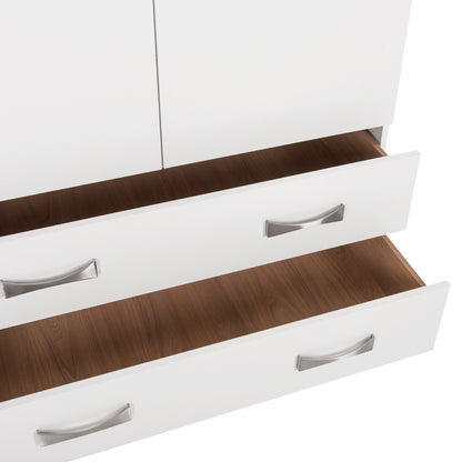 WARDROBE 3-LEAF WITH LOFT CARLY HM10891.05 MELAMINE IN WHITE 150x55x240Hcm