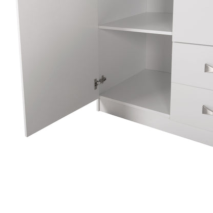 WARDROBE 3-LEAF WITH LOFT CARLY HM10891.05 MELAMINE IN WHITE 150x55x240Hcm