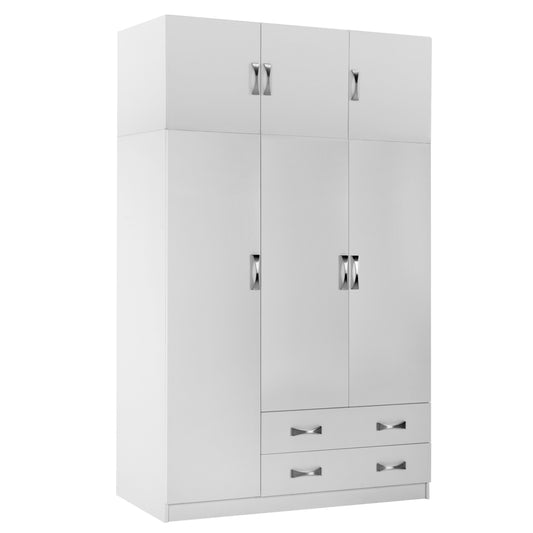 WARDROBE 3-LEAF WITH LOFT CARLY HM10891.05 MELAMINE IN WHITE 150x55x240Hcm