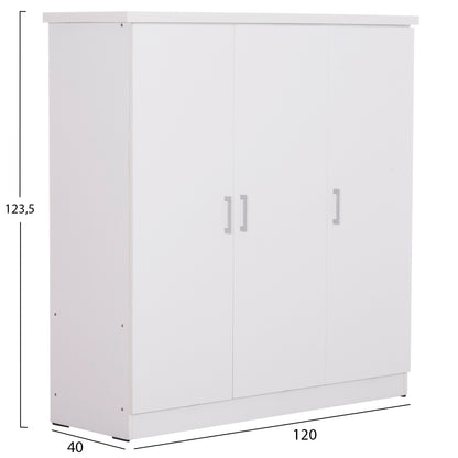 WARDROBE 3-LEAF WITH SHELVES FUENTO HM2482.02 MELAMINE IN WHITE 120-116x40x123.5Hcm