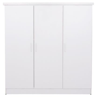 WARDROBE 3-LEAF WITH SHELVES FUENTO HM2482.02 MELAMINE IN WHITE 120-116x40x123.5Hcm