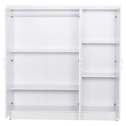 WARDROBE 3-LEAF WITH SHELVES FUENTO HM2482.02 MELAMINE IN WHITE 120-116x40x123.5Hcm