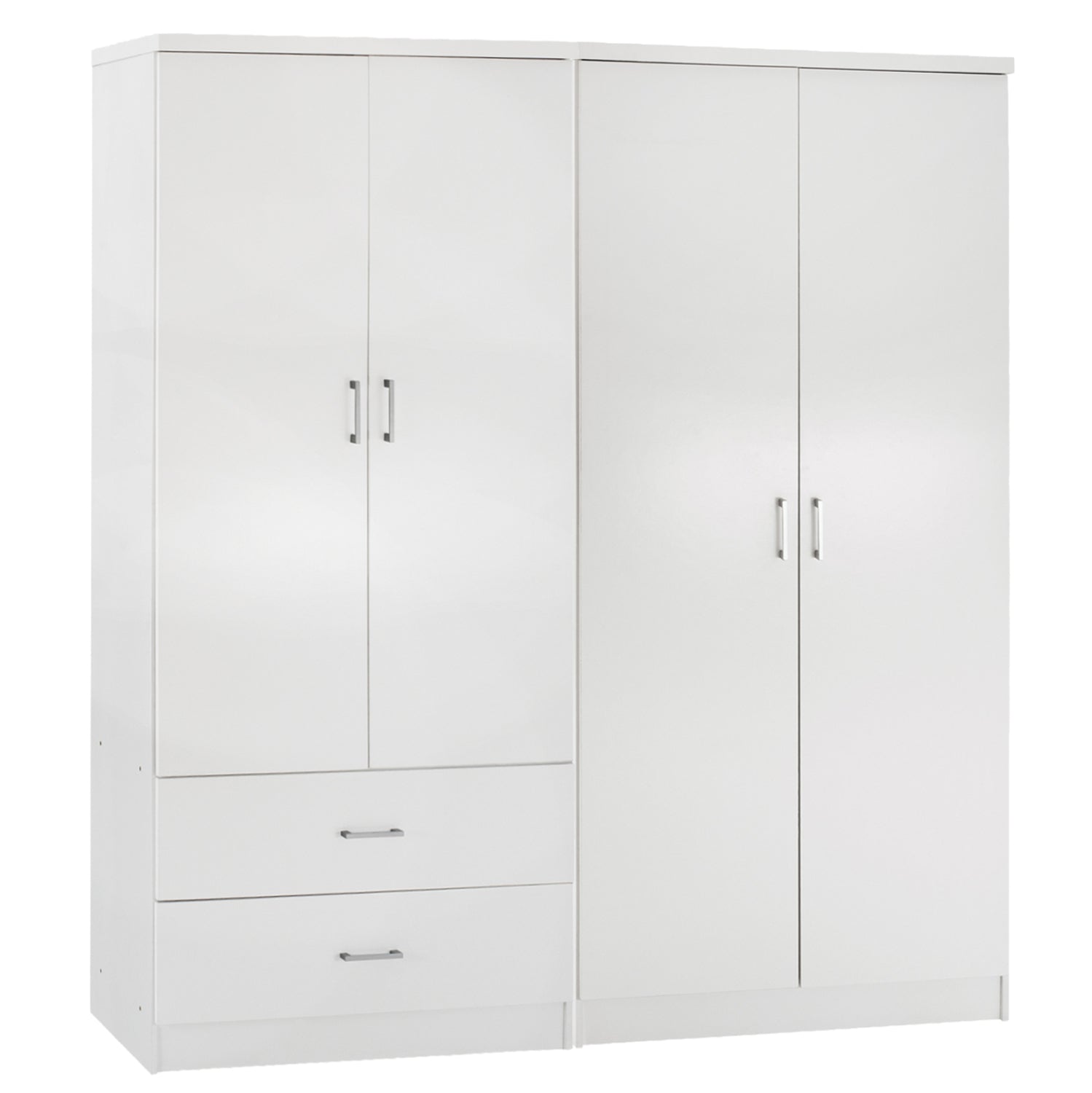 4-LEAF WARDROBE WITH 2 DRAWERS JENNA HM11351.05 MELAMINE IN WHITE 160x43x181Hcm.