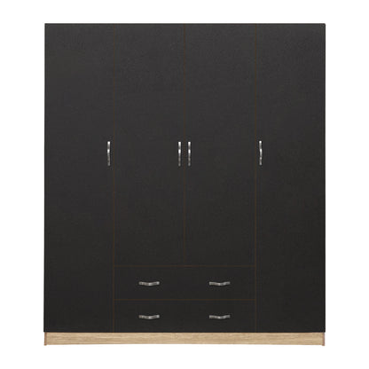 Wardrobe 4 Doors with 2 drawers 200Χ56Χ180Hcm. HM353.04 Sonama-Grey