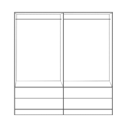 WARDROBE 4-LEAF WITH 4 DRAWERS REINA HM21257 MELAMINE IN WHITE-SONAMA COLOR 160x42.5x180.5Η