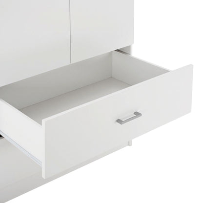 WARDROBE 4-LEAF WITH 4 DRAWERS REINA HM21258 MELAMINE IN WHITE 160x42.5x180.5Η