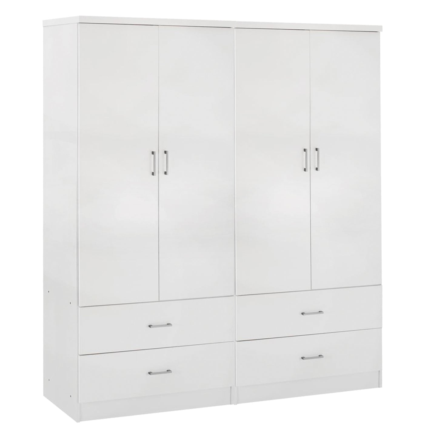 WARDROBE 4-LEAF WITH 4 DRAWERS REINA HM21258 MELAMINE IN WHITE 160x42.5x180.5Η