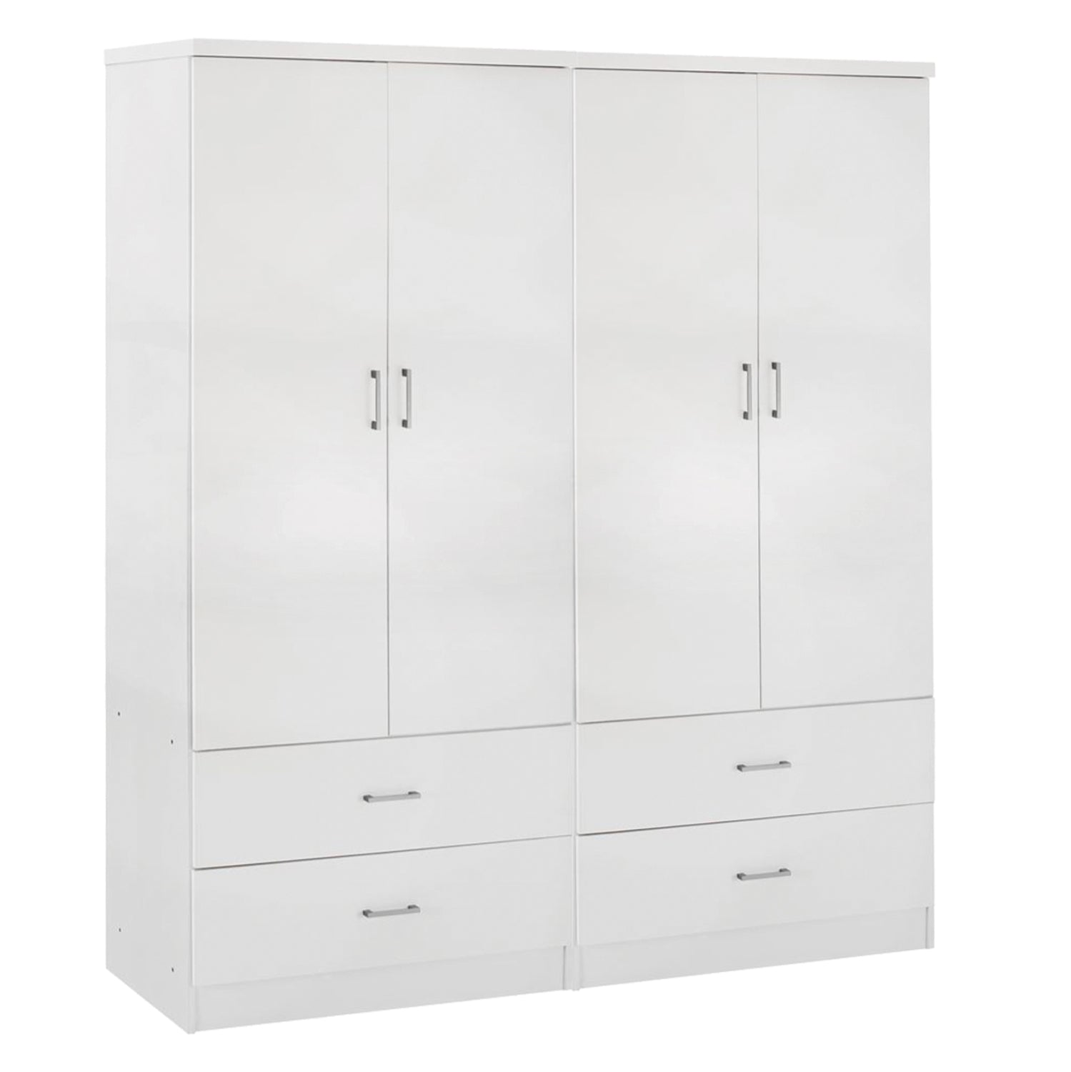 WARDROBE 4-LEAF WITH 4 DRAWERS REINA HM21258 MELAMINE IN WHITE 160x42.5x180.5Η