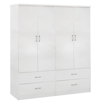 WARDROBE 4-LEAF WITH 4 DRAWERS REINA HM21258 MELAMINE IN WHITE 160x42.5x180.5Η