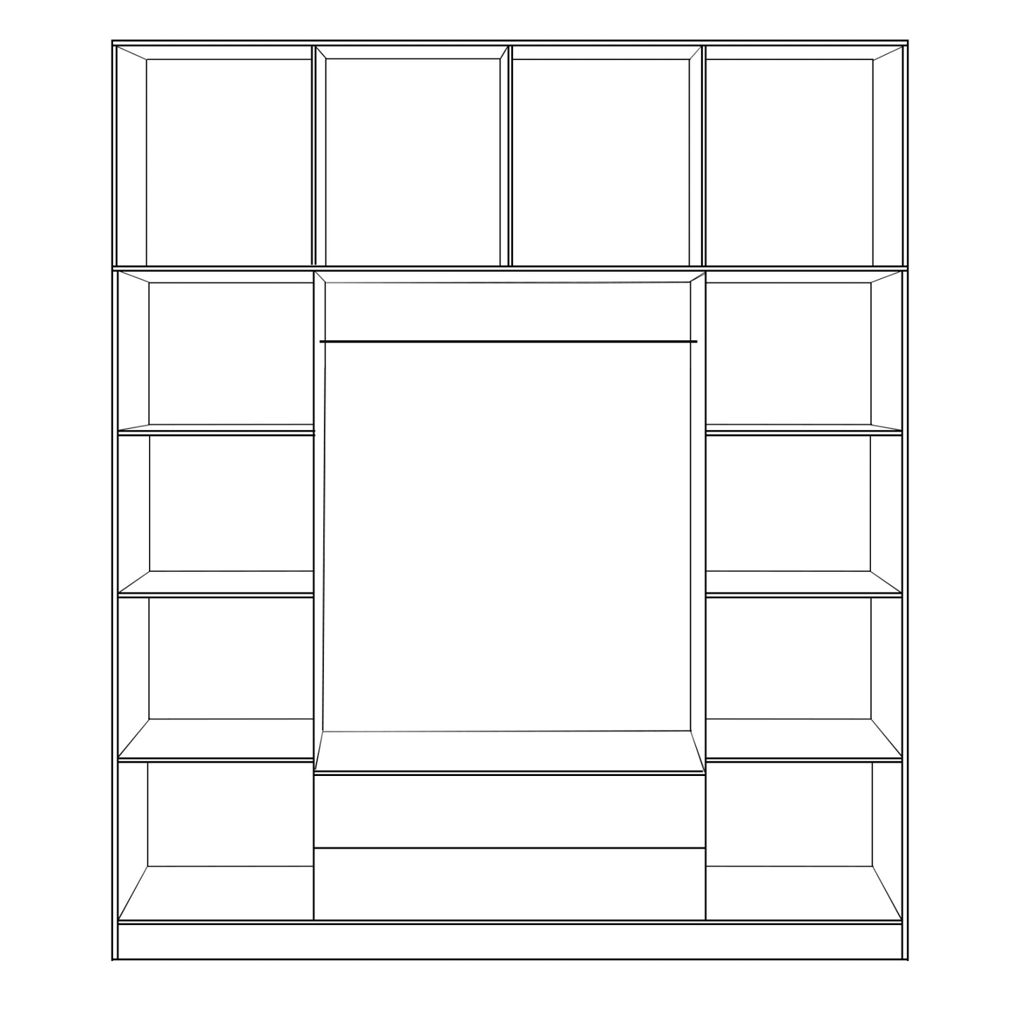 Wardrobe 4 Door with Loft 200x240x55.5 and 2 drawers zebrano