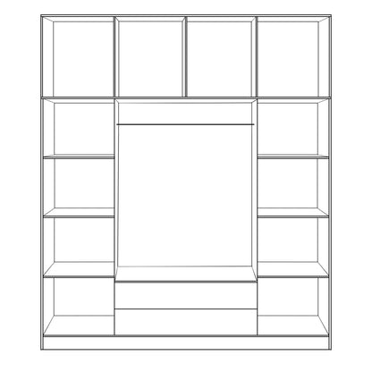 Wardrobe 4 Door with Loft 200x240x55.5 and 2 drawers zebrano