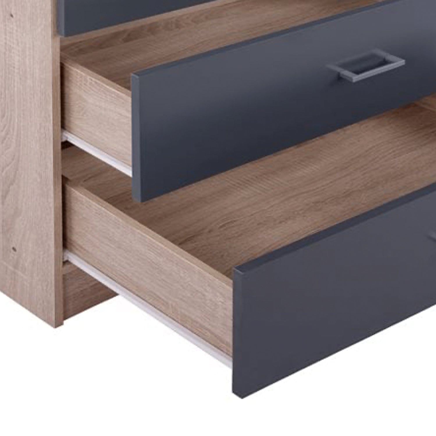 WARDROBE 4-LEAF WITH 4 DRAWERS REINA HM21259 MELAMINE GREY-SONAMA 160x42x180Η
