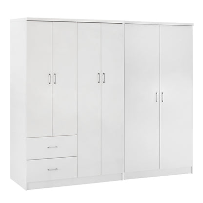 WARDROBE 6-LEAF BLAKELY HM21235.05 MELAMINE IN WHITE COLOR 201x43x181Hcm.