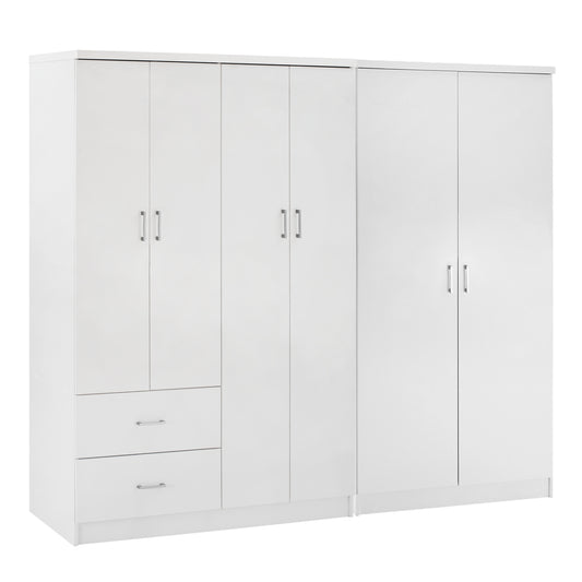 WARDROBE 6-LEAF BLAKELY HM21235.05 MELAMINE IN WHITE COLOR 201x43x181Hcm.