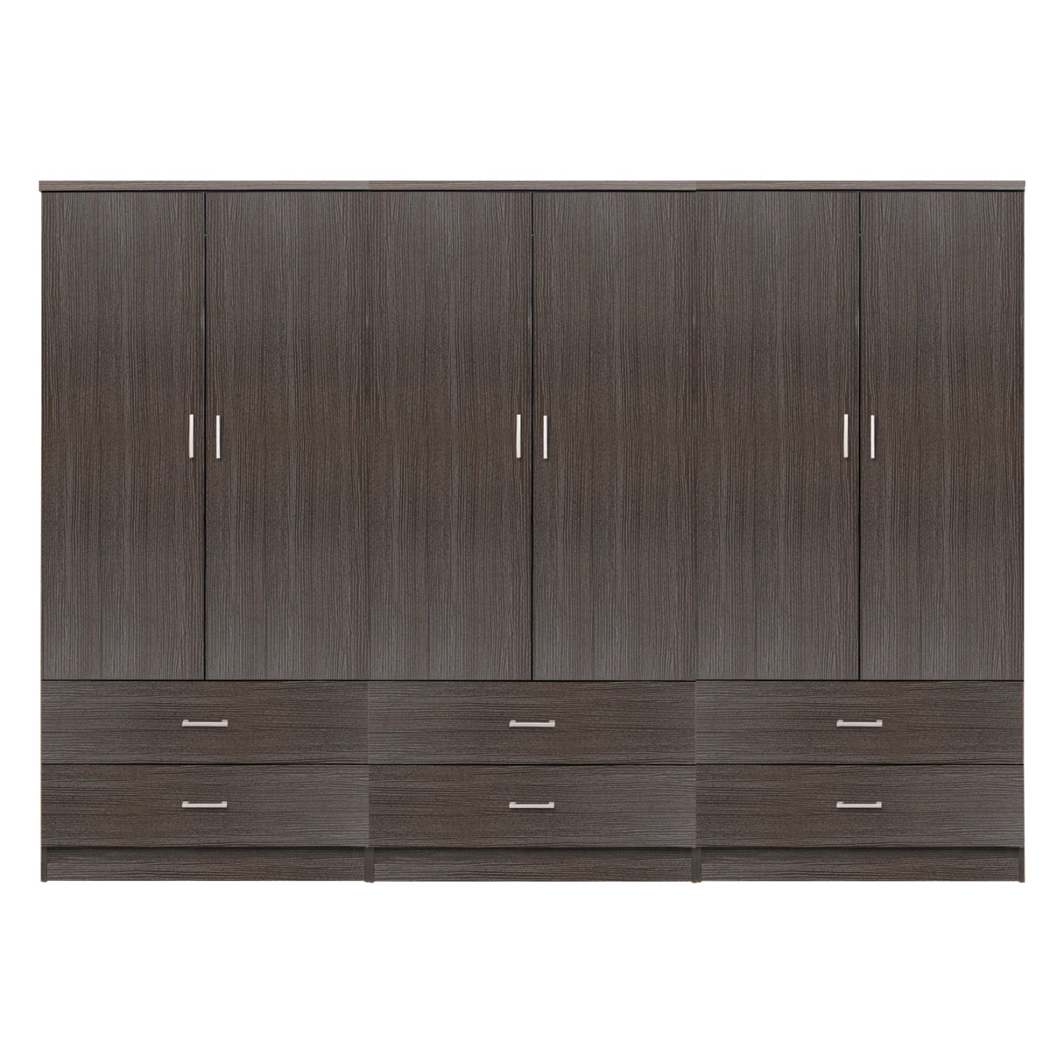 WARDROBE REINA 6-LEAF WITH 6 DRAWERS FB921060.01 MELAMINE IN ZEBRANO COLOR 240x42x181Hcm.