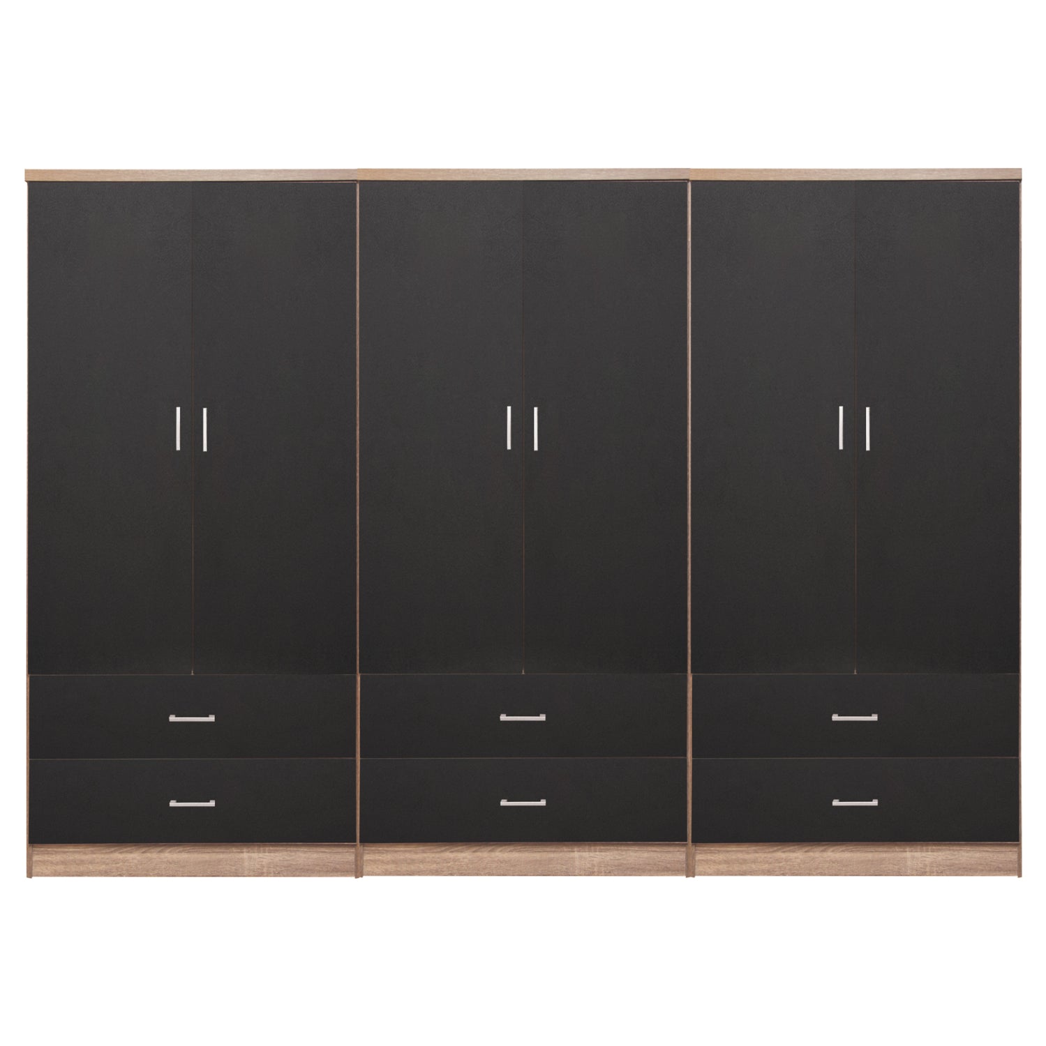 WARDROBE REINA 6-LEAF WITH 6 DRAWERS HM21060.03 MELAMINE IN GREY-SONAMA COLOR 240x42x181Hcm.