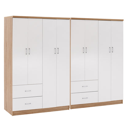 8-LEAF WARDROBE BRIANA HM21237.02 MELAMINE IN SONAMA & WHITE 241x42,5Χ180,5Hcm.